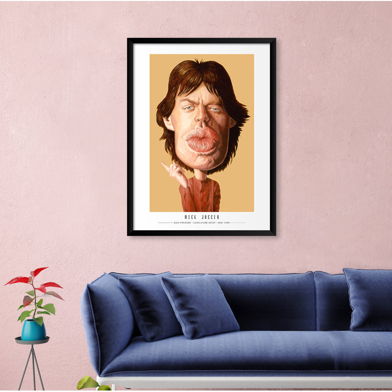 « mick jagger », reproduction d’impression encadrée, H 25 po x l 19 po x P 1,25 po