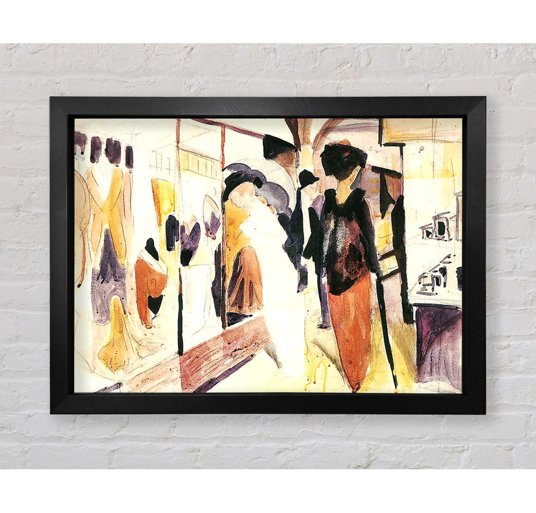 August Macke Fashion Shop Porch - Einzelne Bilderrahmen Kunstdrucke