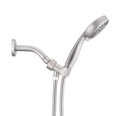 5 Mode Adjustable Handheld Shower Head With High And Hose, Wall Mounted, Round Spray Head, 3.5" Diameter, Removable Water , Fine Copper Bracket, Standard G1/2 , No Tool Required, Abs Material,