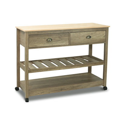 Winston Porter Kitchen Island, Kitchen Island on Wheels, Two-Tier Open Shelf Kitchen Island by Winston Porter