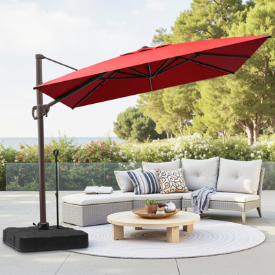  Parasol rectangulaire en porte-à-faux 11 pi x 9 pi avec base - déplaçable sans effort par une seule personne