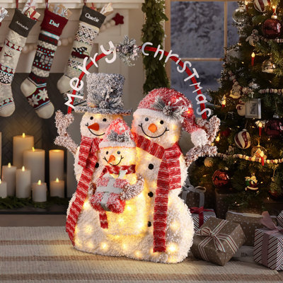 Décoration de Noël joyeux Noël bonhomme de neige avec lumières à piles