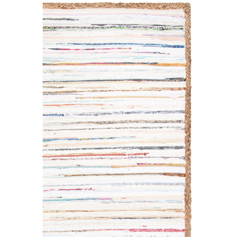 Tapis abstrait en coton et en jute tissé à la main Maxille, Rectangle 8 pi x 10 pi
