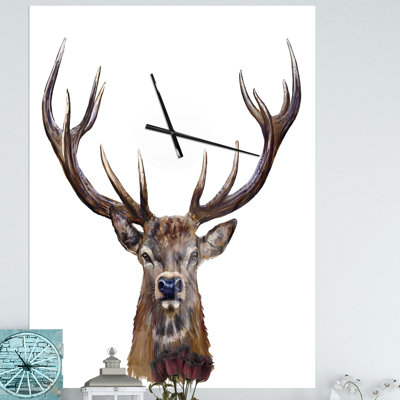 Illustration d'une tête de cerf devant - horloge murale traditionnelle