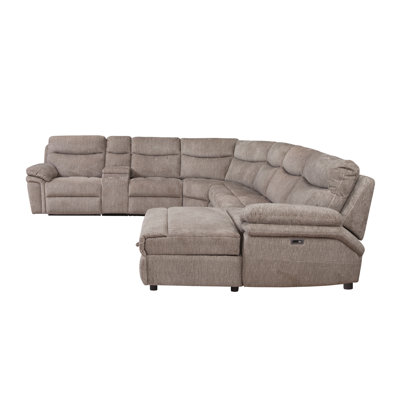 Paille Driftwood 134" Power Reclining Sleeper Sectional with Storage