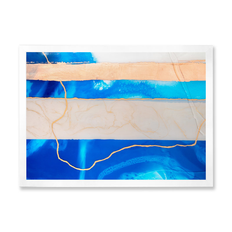 «Luxury Blue Fluid Marble Art II», reproduction sur toile flottante, Toile blanche avec cadre photo
