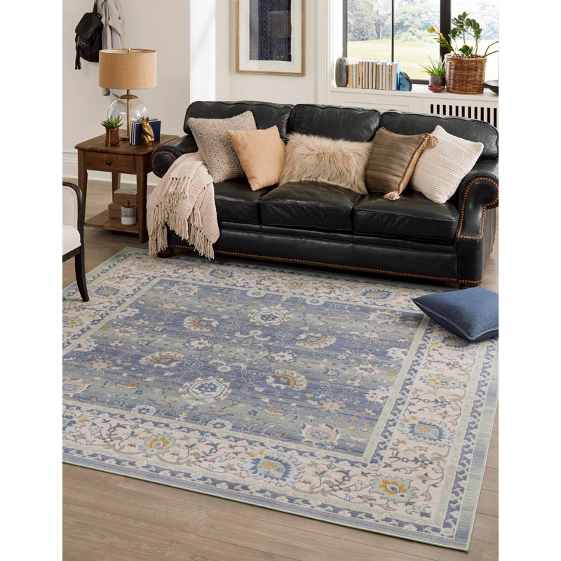 Tapis oriental bleu Hillen, Rectangle 7 pi 10 po x 10 pi