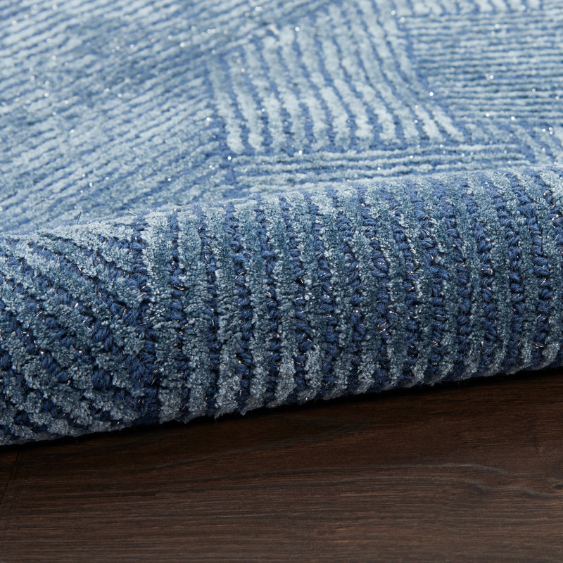 Chrisly Geometric Area Rug in Blue, Runner 2'3" x 8'