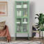 Armoire en verre trempé à 4 portes avec 4 portes en verre et tablettes réglables