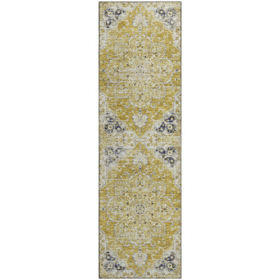 Premium Machine Washable Barayon AMF93 Yellow Rug