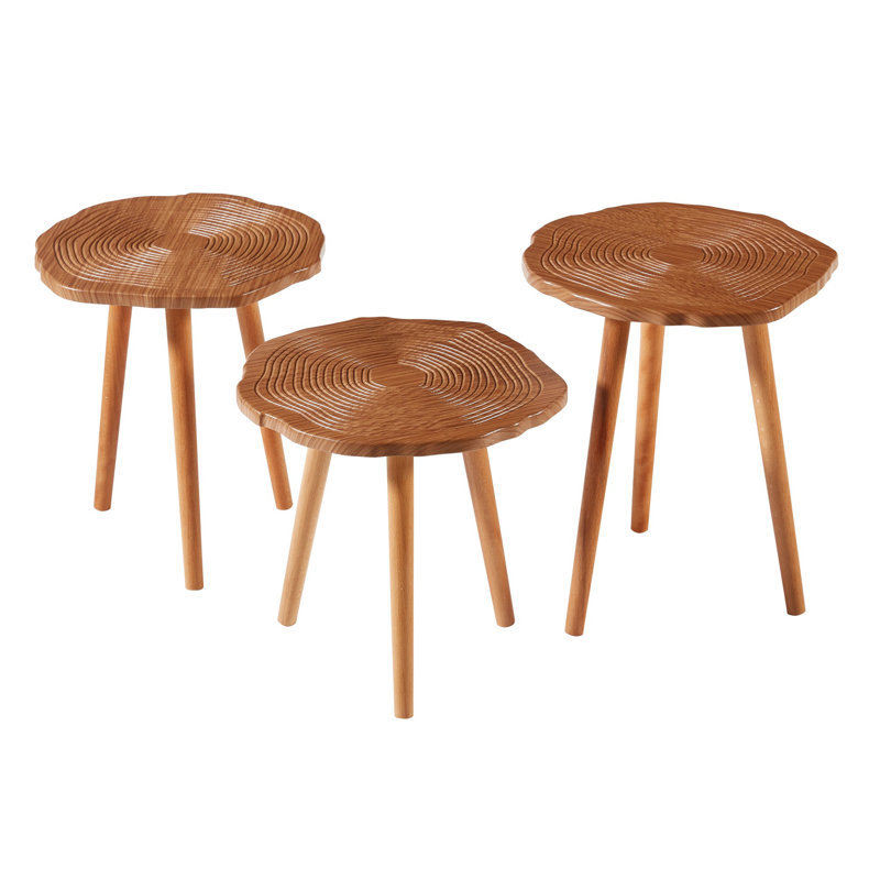 Modern Nesting Table Set (3 Pieces), Walnut Finish, 15.8 x 14.6 x 14.6 in | 100% MDF with Membrane Coating & Oven Dried Beech Wood Legs | Stylish & Functional for Living Room, Rustic & Scandinavian Decor