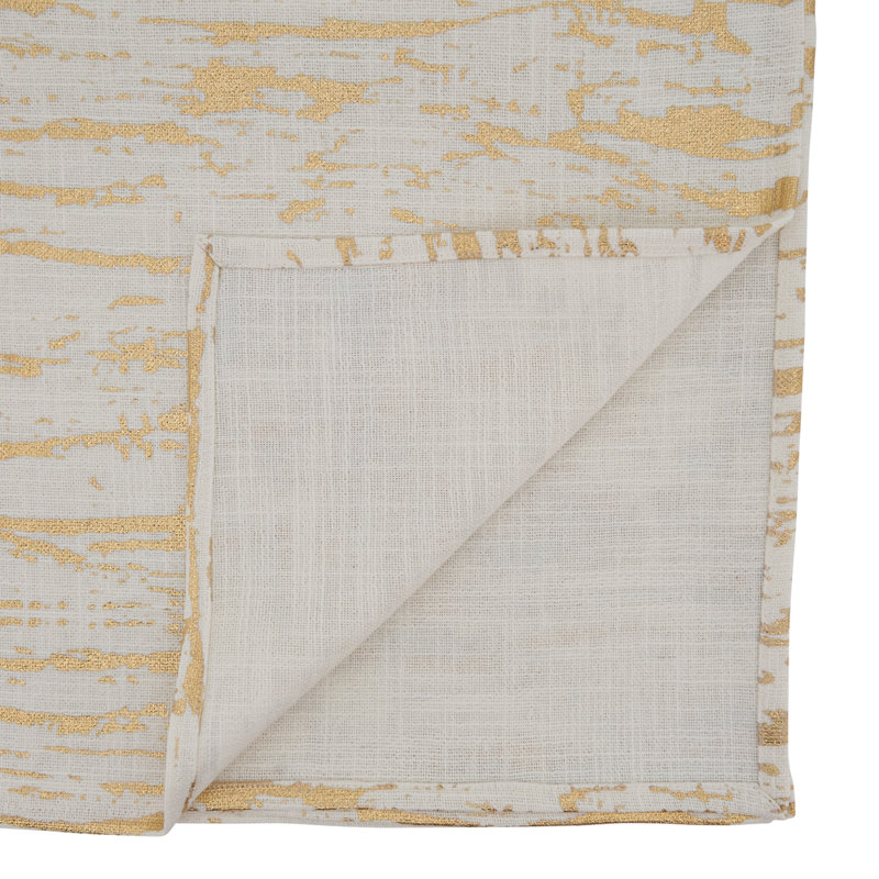 Distressed Metallic Foil Design Cotton Tablecloth 54" W X 54" L, Gold