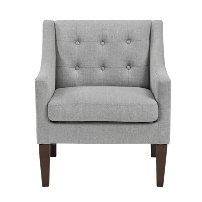 Ginna Accent Armchair, Button Tufted Sea Polyester, Brown Legs