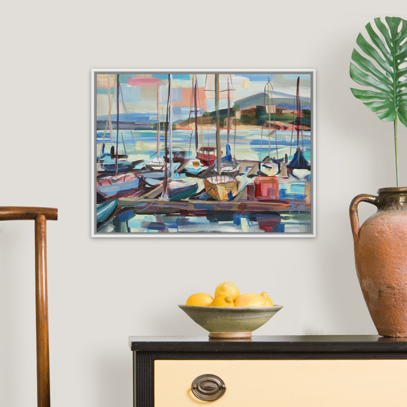 "Leschi Evening" par Brooke Borcherding, reproduction d’art sur toile, H 20 po x l 26 po x 1,75 po, Cadre flottant blanc
