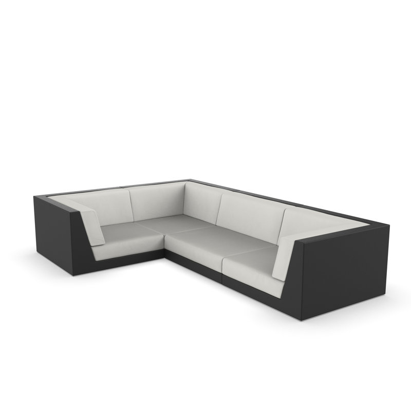 Pixel 119.25" Wide Outdoor U-Shaped Patio Sectional with Cushions, White, White