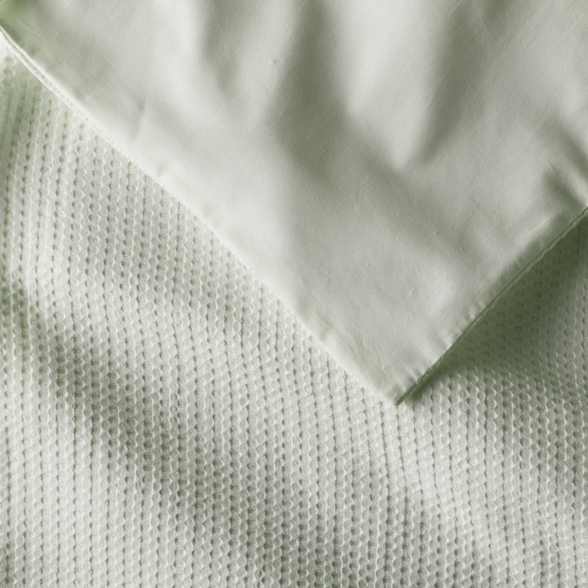 Felix Cotton Waffle Duvet Set, Full / Queen Duvet Cover + 2 Standard Pillowcases, Sage