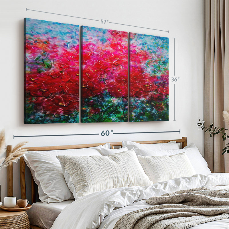 «Vivid Blooming Happiness», 3 pièces, H 36 po x l 57 po