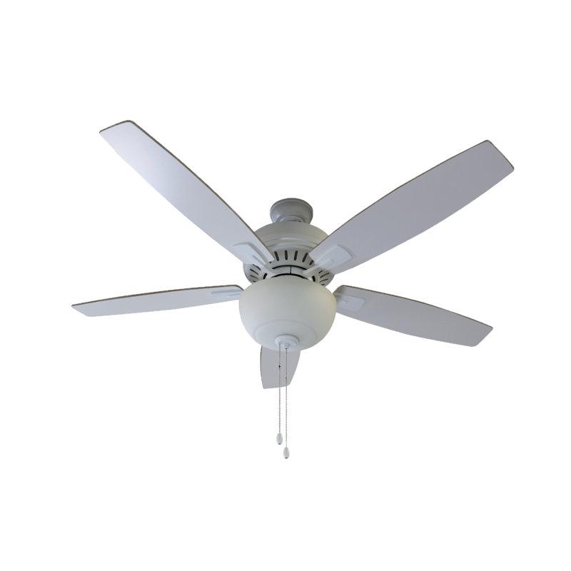 Ventilateur de plafond en nickel brossé 52 pouces avec ensemble d'éclairage DEL Fusion, Blanc, Blanc