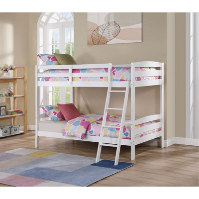 Modern Transition Bunk Bed Slat Design Assembled And Oval Nuts, White