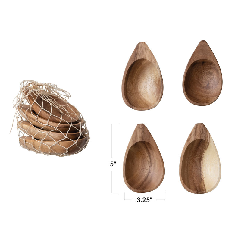 Almond Shaped Acacia Wood Trays