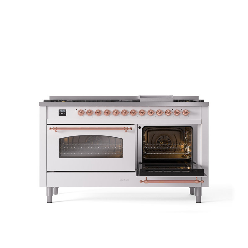 ILVE Nostalgie II 60 Dual Fuel Range, 9 Burners, Griddle, Liquid Propane, RAL Color/Copper