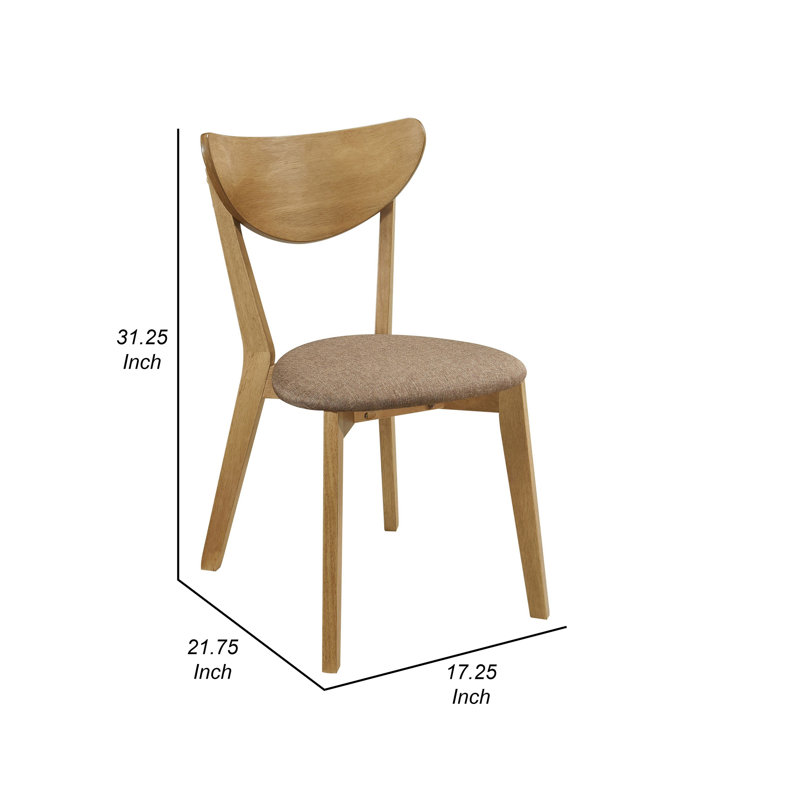 Ensemble de 2 chaises de salle à manger Evans, tissu brun, bois franc brun noyer, 17 pouces