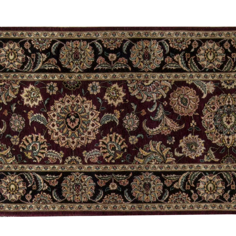 Tapis de couloir noir et rouge de haute qualité noué à la main