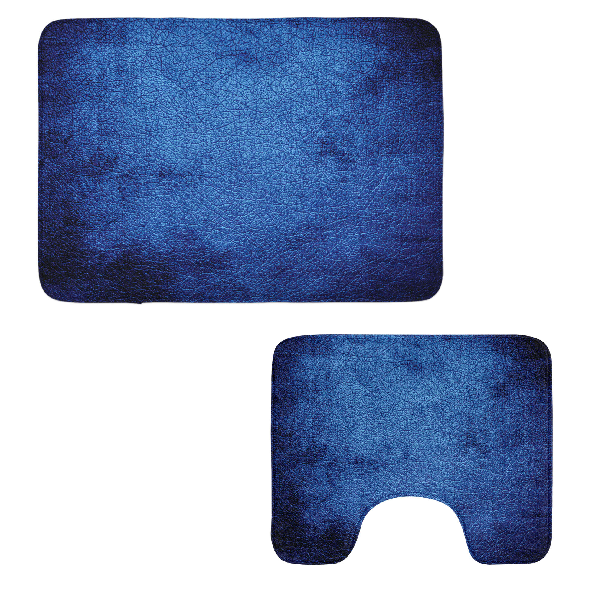 East Urban Home Navy Bathroom Rug Set 2 Pieces Rectangle & Contour Mats