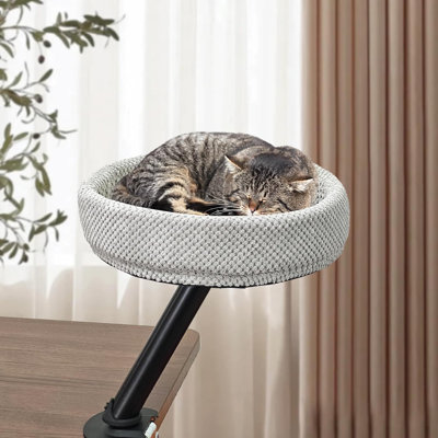 Cat Desk Bed ， 360° Rotating Mounted Desktop Indoor Perch For Home Office, Apartment Elevated Cat Nest Office Desks And Game Tables, Island Table