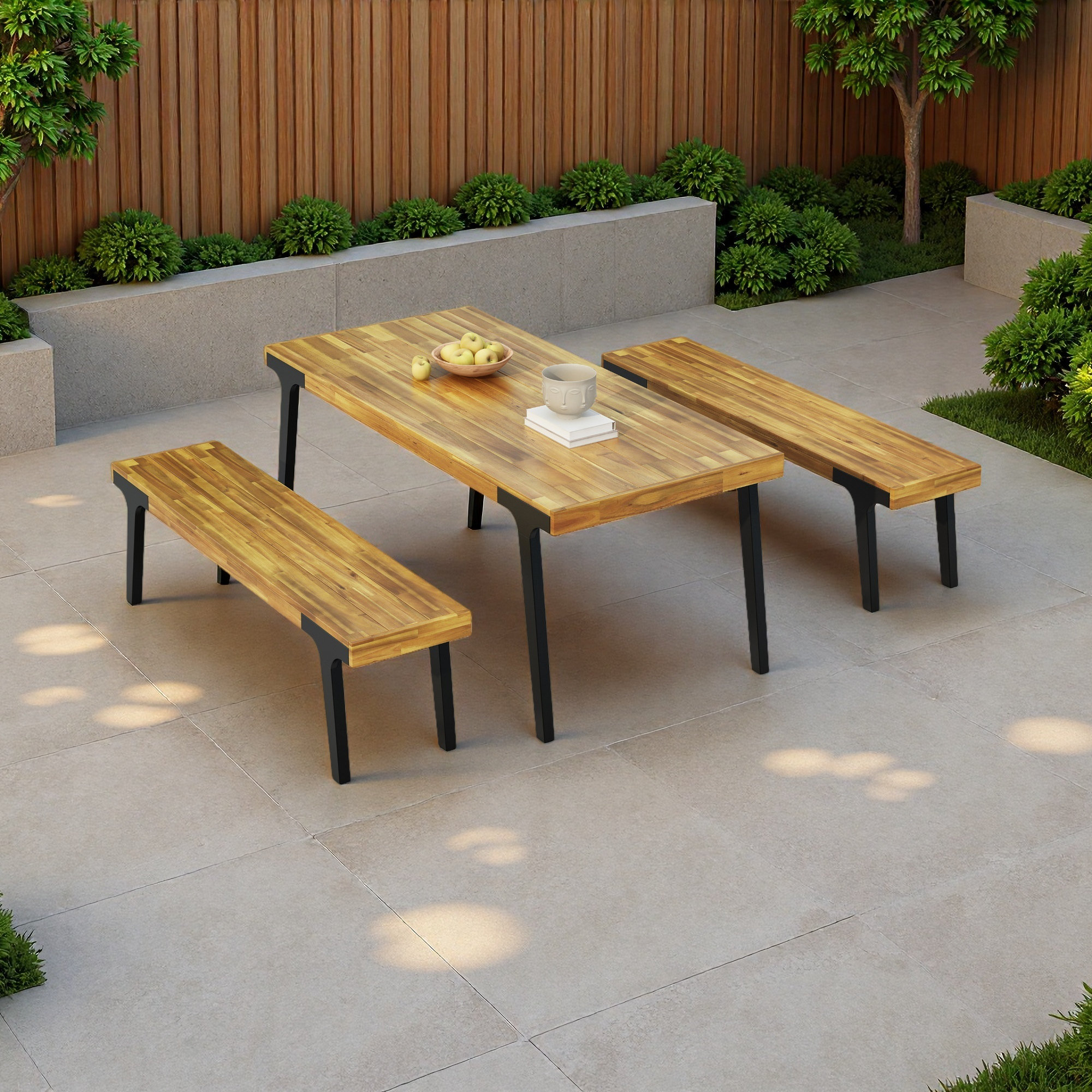 Red Barrel Studio® 1 Dining Table+2 Dining Benches | Wayfair