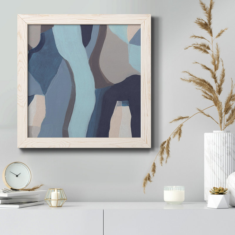Toile encadrée bleue de qualité supérieure Chrysalis III - prête à être accrochée, Blanc, H 35,5 po x l 35,5 po x P 1,5 po