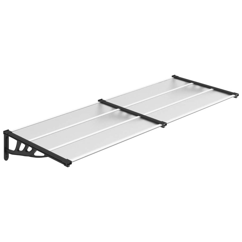 Vidaxl Door Canopy Black And Transparent Polycarbonate, 10.8" H x 94.1" W x 35.4" D