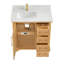 Meuble-lavabo simple 36 po Epworth en chêne naturel brun avec plateau en pierre de quartz blanc soyeux Epworth-233469381