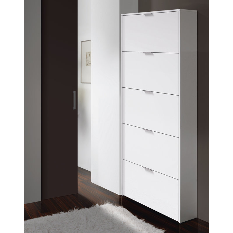 15 Pair Flip Down Shoe Storage, Gloss White