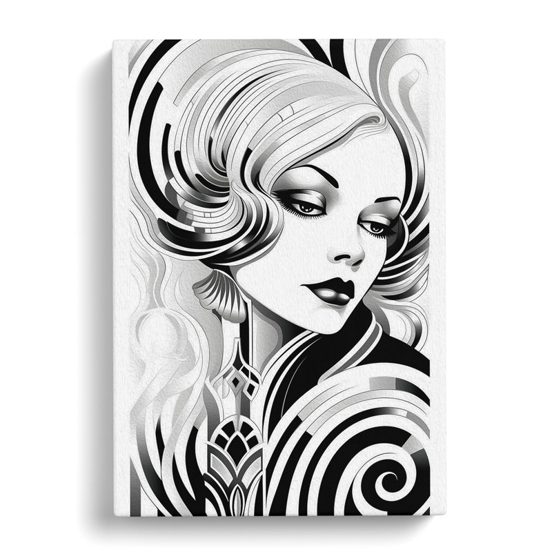 Deco Woman Line No.2 - Wrapped Canvas, 50cm H x 35cm W x 3cm D