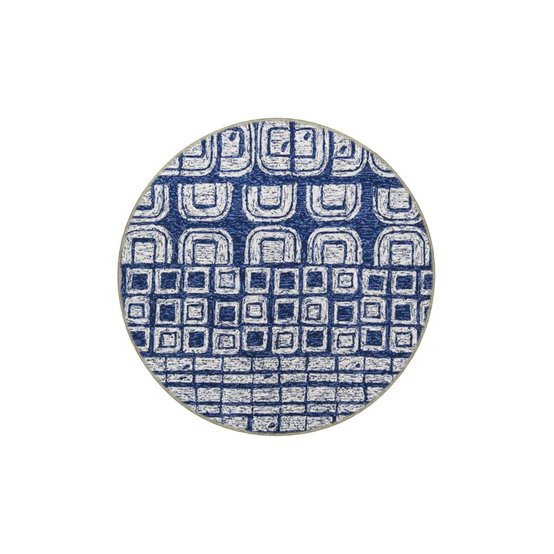 Blue Mixed Geometric Pattern Creative Modern Decorative Washable Rug, Rectangle 2'6" x 4'11" Rug Pad Included