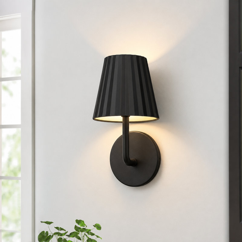 Rechargeable Wall Lights with Pleated Shades & Remote, Set of 2, 2