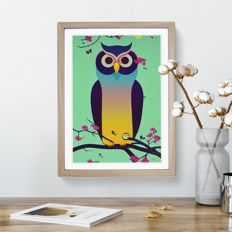 Owl - Framed Print, 34cm H x 25cm W x 2cm D, Oak