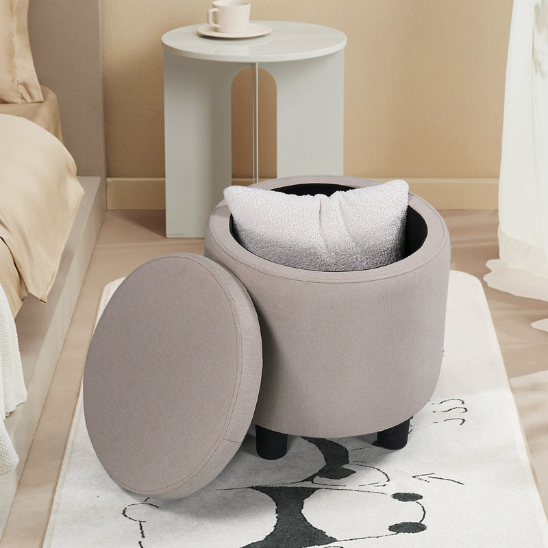 Banc de rangement rembourré en tissu Jamesena, Beige