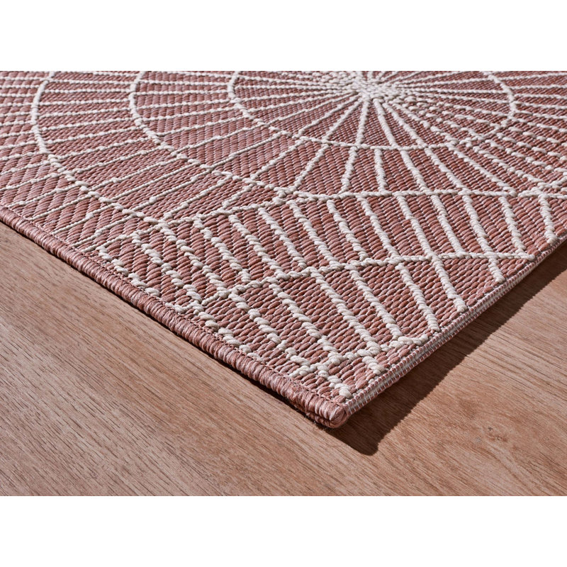 Flachgewebe-Innen/Außen-Teppich Kocher in Rosa, Square 200cm