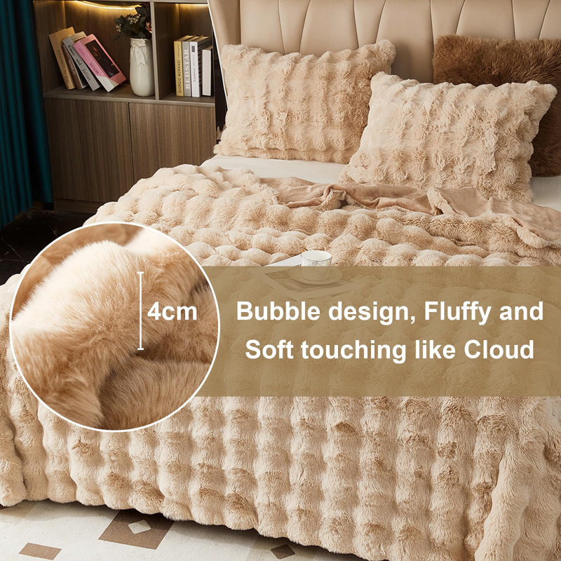Ashritha Throw Blanket, Light Brown, 200cm x 130cm