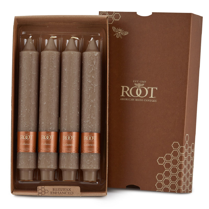 Portobello Brown Beeswax Taper Candle Set of 4