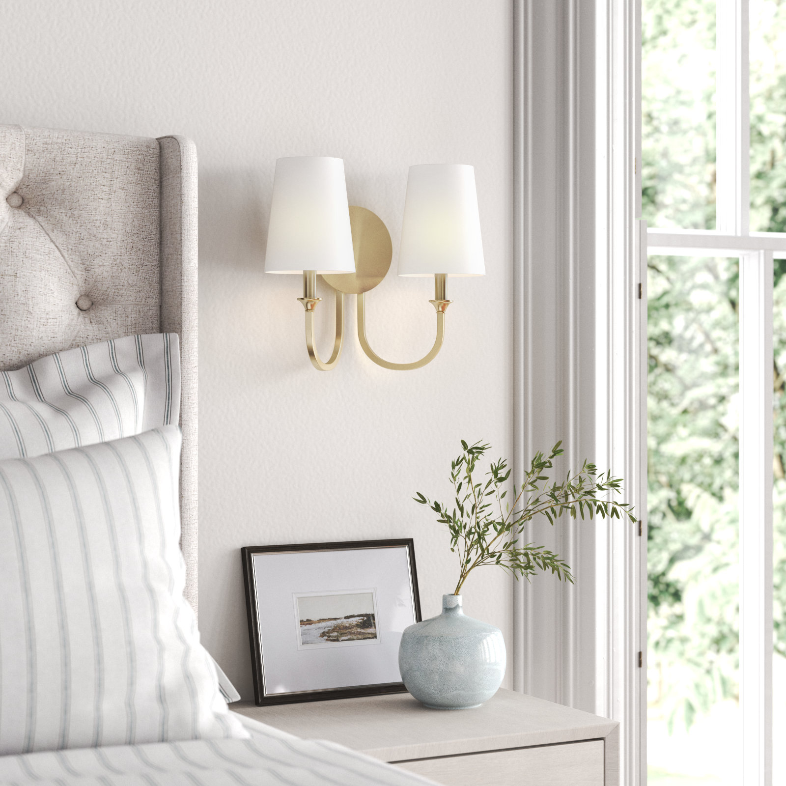 Ikenna 2 Light Dimmable Armed Sconce, Vibrant Gold