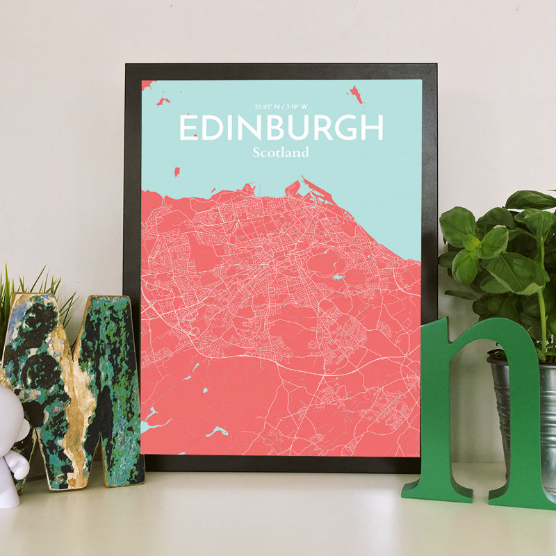 Edinburgh City Map - No Frame Print, 43.2cm H x 27.9cm W x 0.13cm D