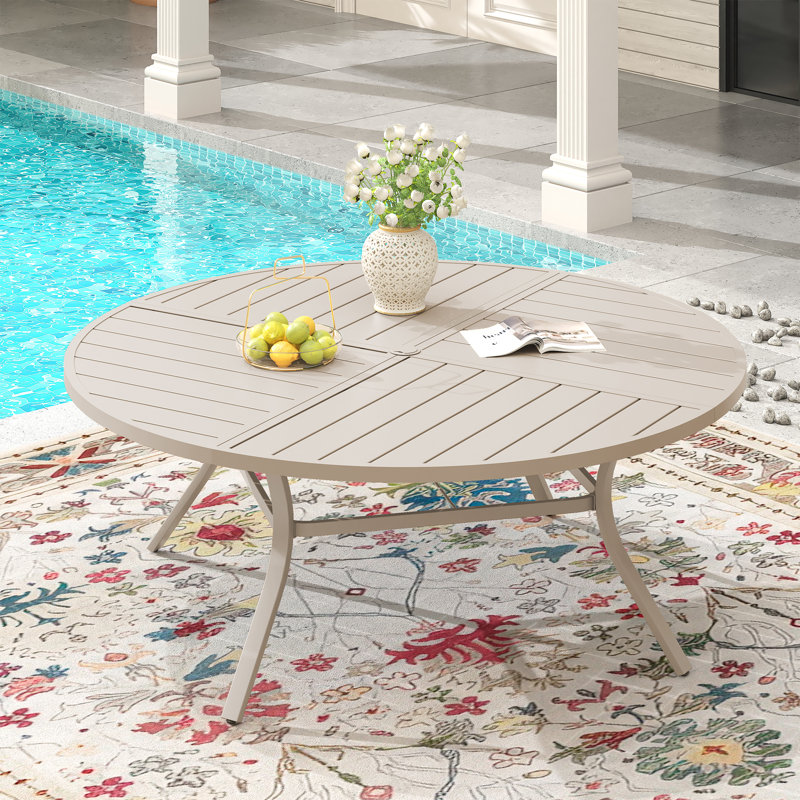 Table de salle à manger d'extérieur, Crème / crème, H 28,3 po x L 59,8 po x l 59,8 po