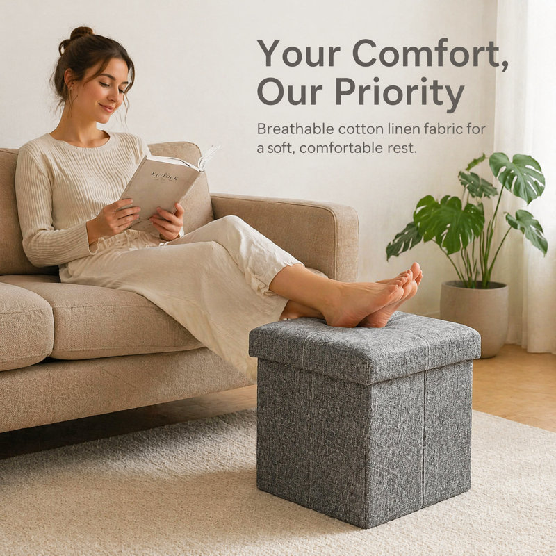 30cm Wide Square No Pattern Standard Ottoman