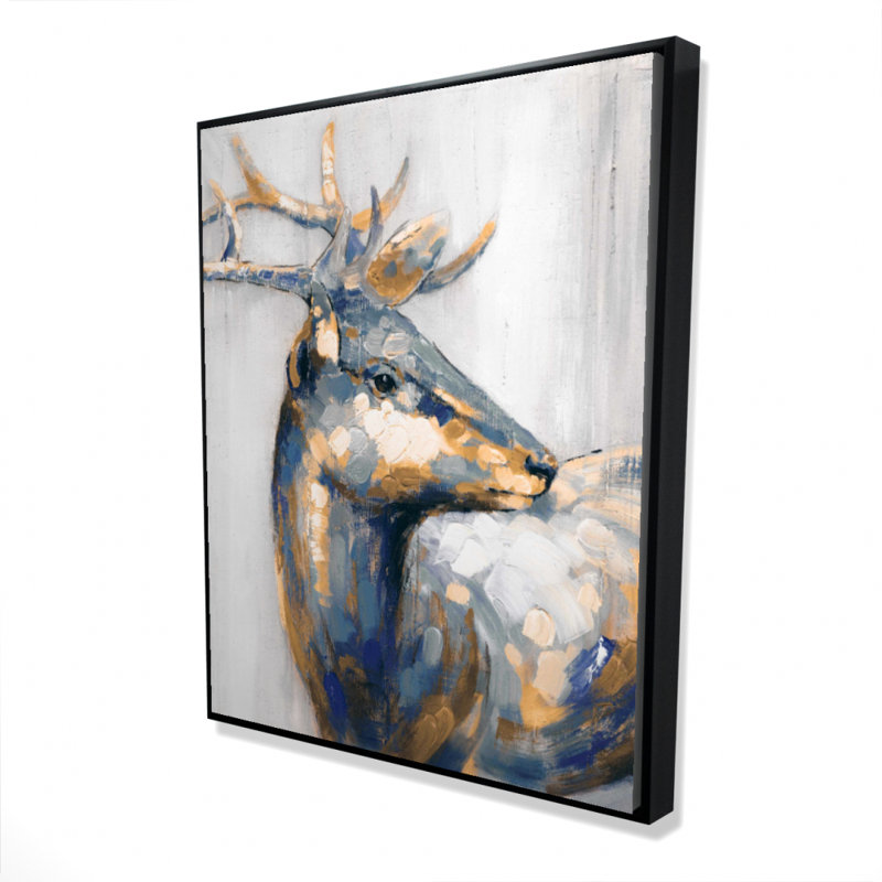 Golden Deer Print On Canvas