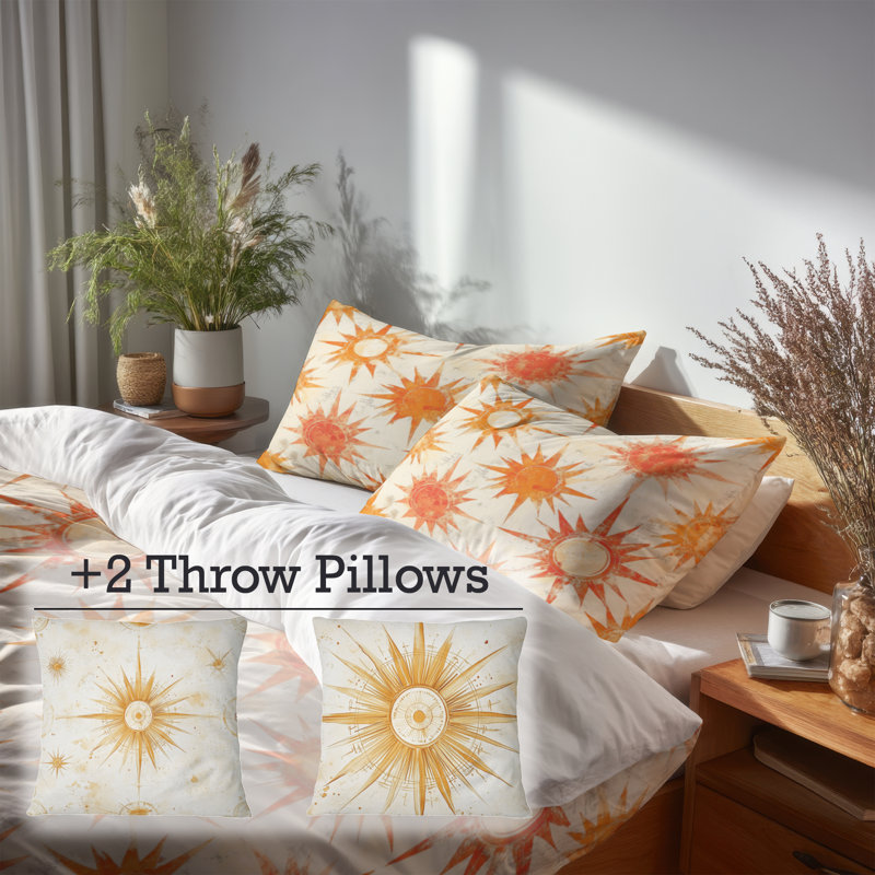 Ensemble de literie Starburst de 5 - Ensemble de housse de couette et coussin décoratif Boho Boho