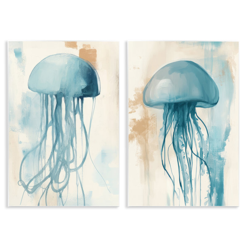 Ensemble de 2 plaques murales Dreamy Jellyfish Illusions, design par Irena Orlov, H 19 po x l 26 po