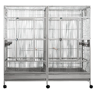 Large Double Macaw Cage with Divider - Stainless Steel